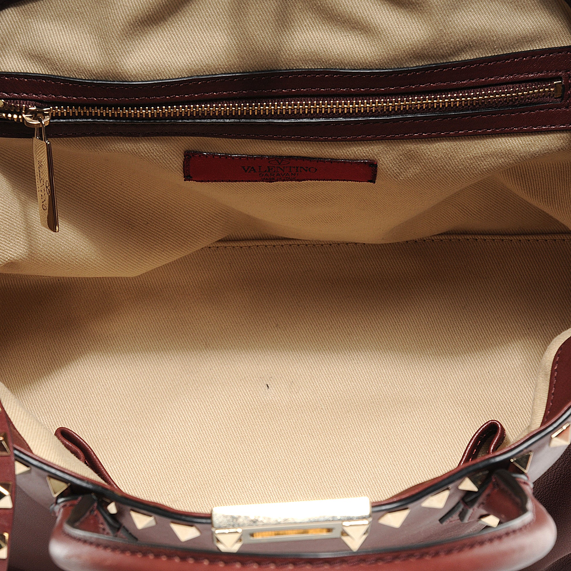 Valentino Garavani Leather Rockstud Dome Satchel Prun 7 of 7