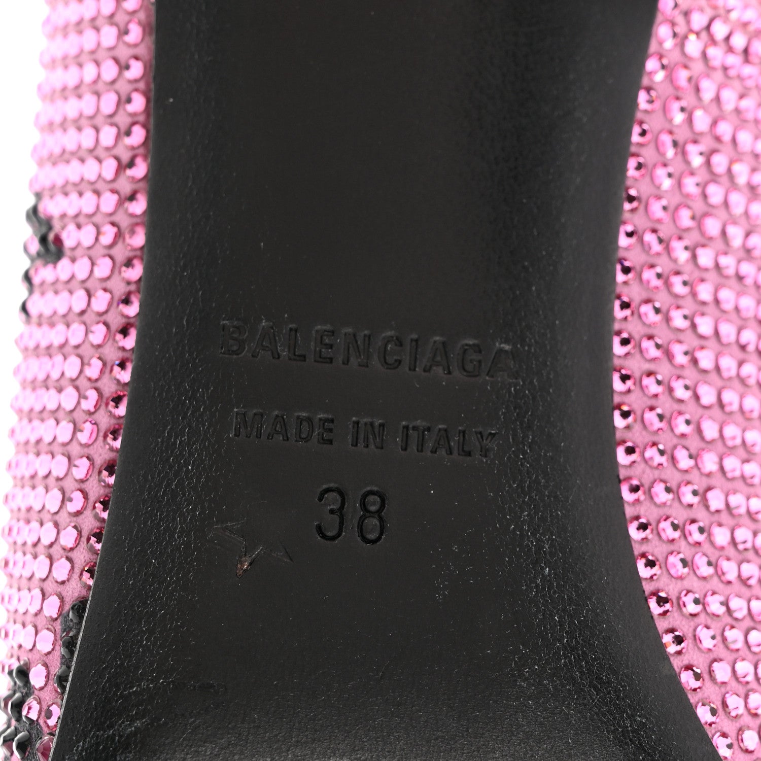 Balenciaga Suede Crystal Embellished Allover Logo Knife 115 Pointed Pumps 38 Pink Black 7 of 9
