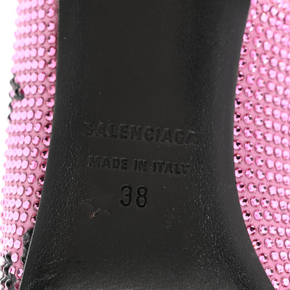 Balenciaga Suede Crystal Embellished Allover Logo Knife 115 Pointed Pumps 38 Pink Black 7 of 9
