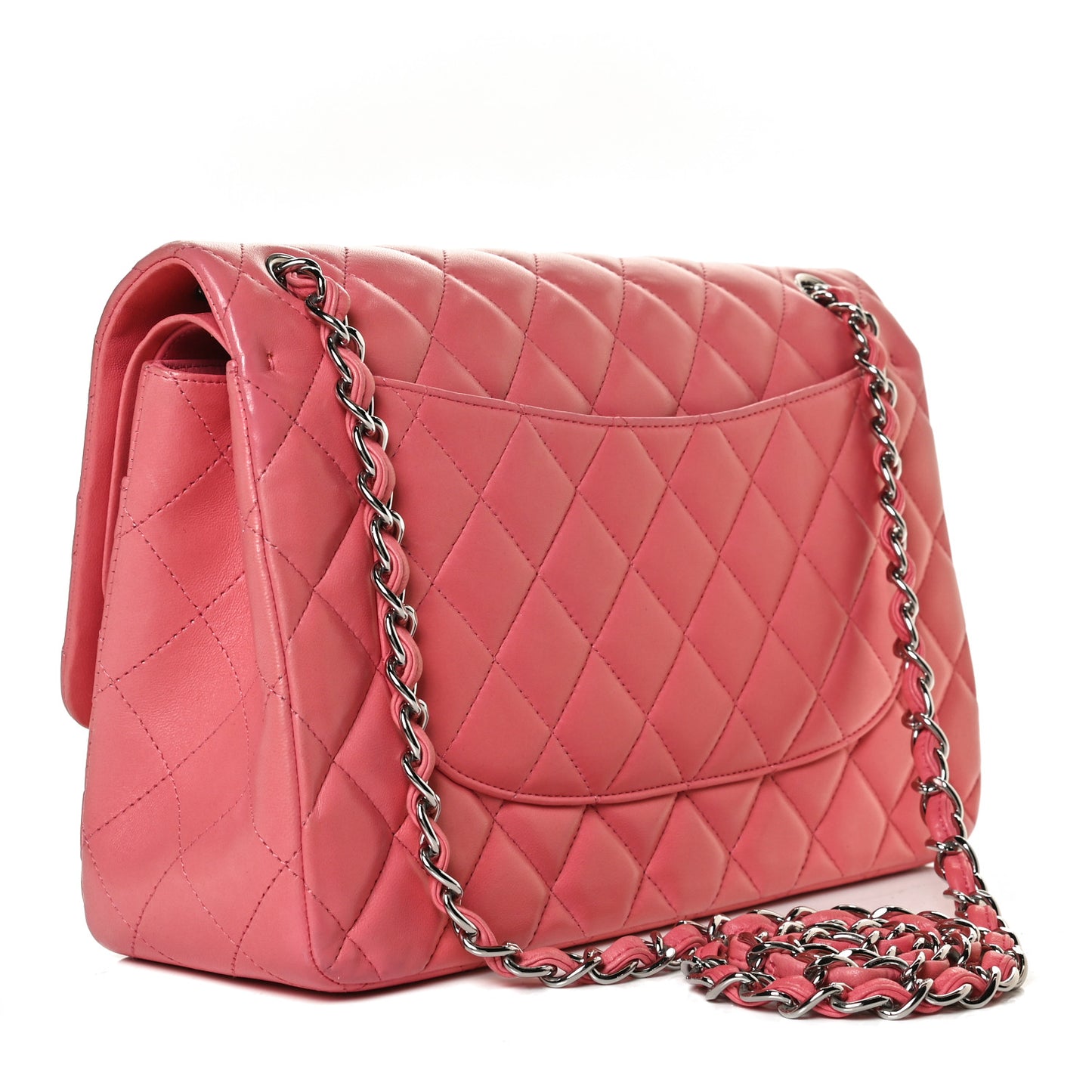 Lambskin Quilted Jumbo Double Flap Pink