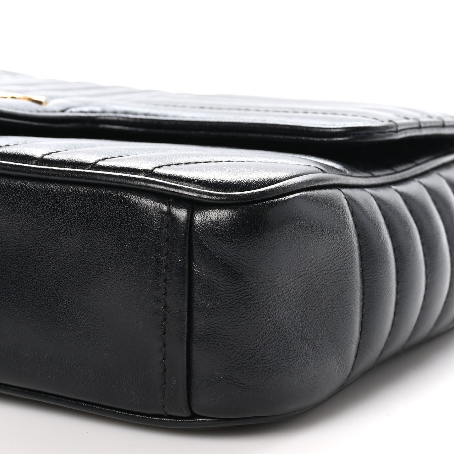 Soft Calfskin Impunture Diagramme Medium Chain Flap Shoulder Bag Black