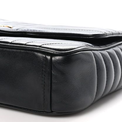 Prada Soft Calfskin Impunture Diagramme Medium Chain Flap Shoulder Bag Black 9 of 9