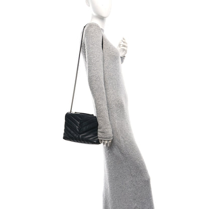 Saint Laurent Calfskin Y Quilted Monogram Monochrome Small Loulou Chain Satchel Black 2 of 11