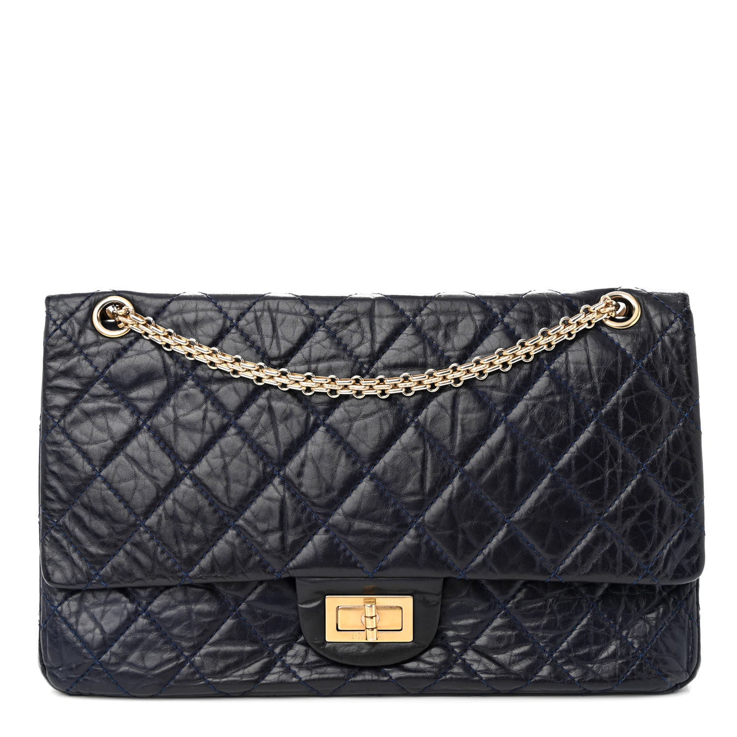 Chanel Aged Calfskin Quilted 2.55 Reissue 227 Flap Navy Blue 1 of 15