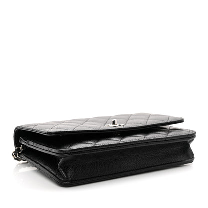 Chanel Caviar Quilted CC Turnlock Wallet On Chain WOC Black 4 of 12