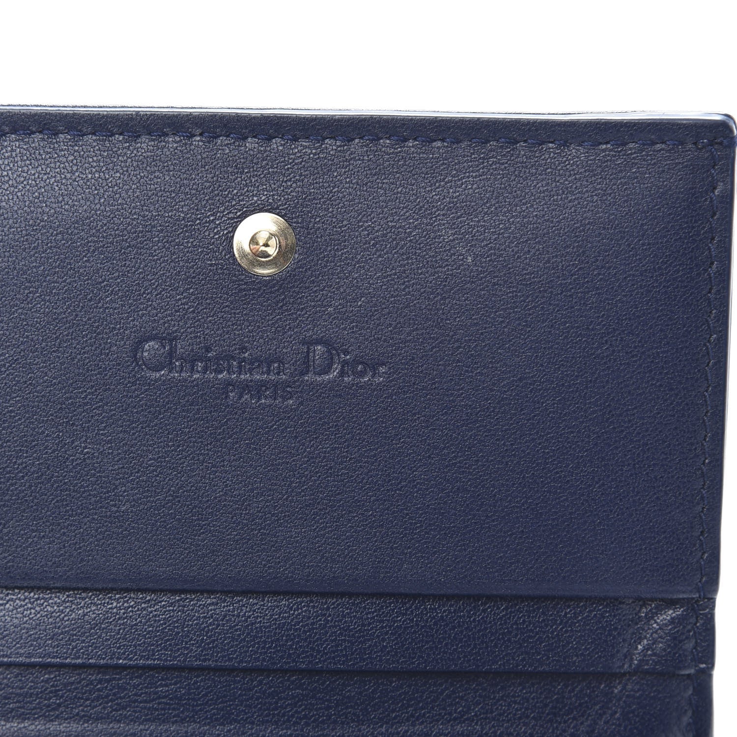 Christian Dior Lambskin Cannage Mini Lady Dior Wallet Navy 6 of 12