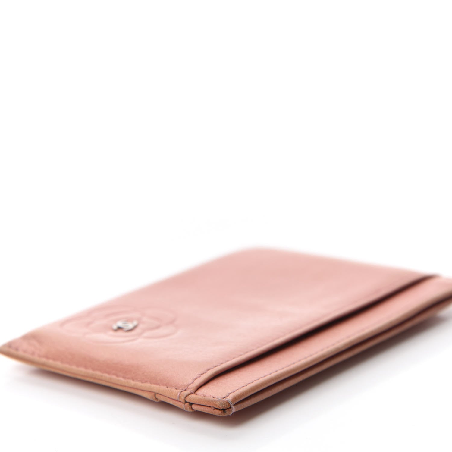 Chanel Goatskin Camellia Embossed Card Holder Orange 8 of 12