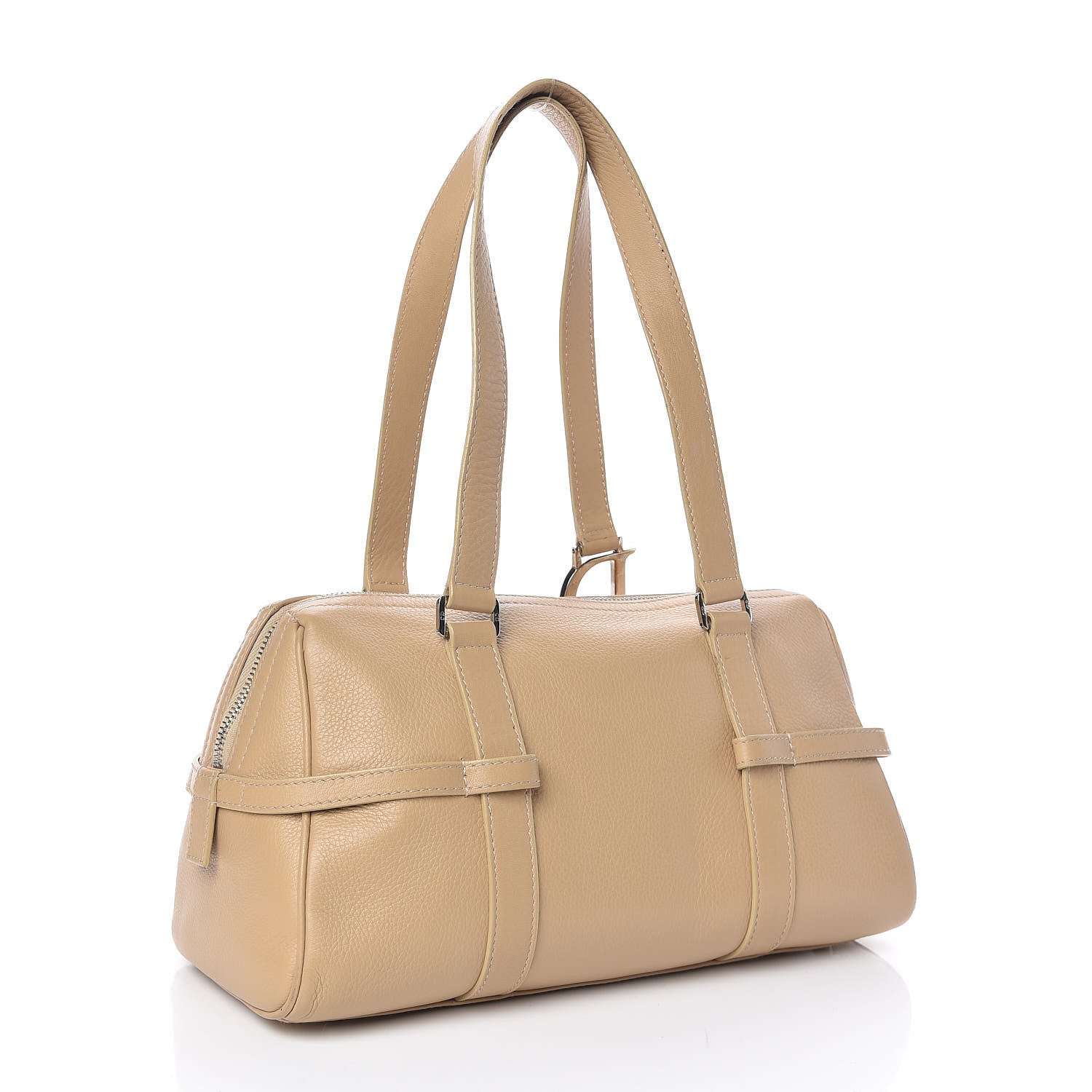 Christian Dior Calfskin Logo Charms Boston Beige 3 of 13