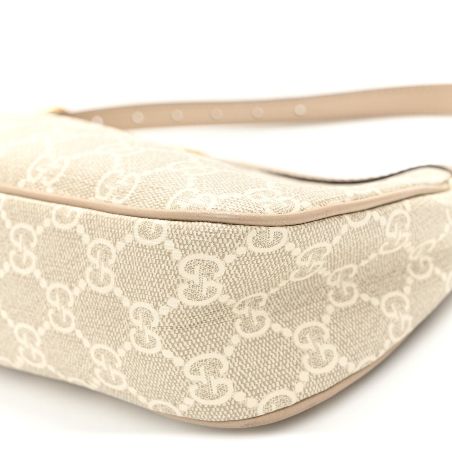 GG Supreme Monogram Textured Dollar Calfskin Small Ophidia Hobo Beige Mystic White Oatmeal