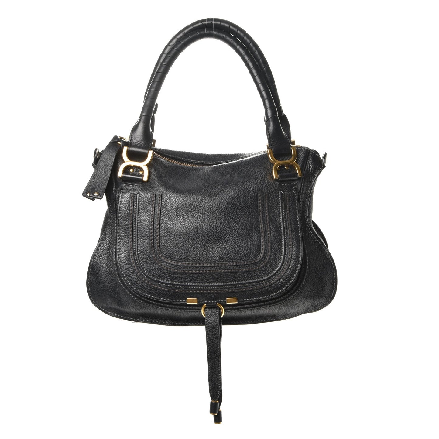 Calfskin Medium Marcie Satchel Black