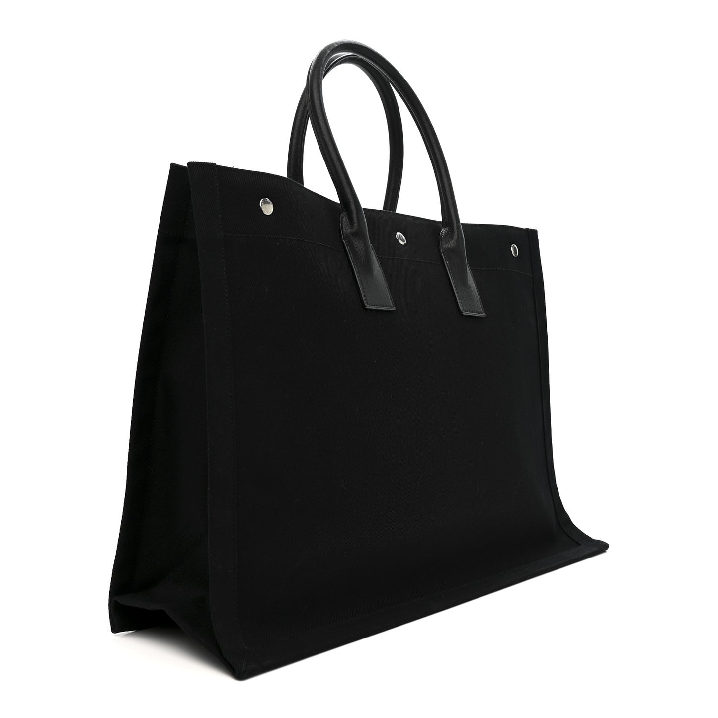 Linen Calfskin Rive Gauche Tote Black