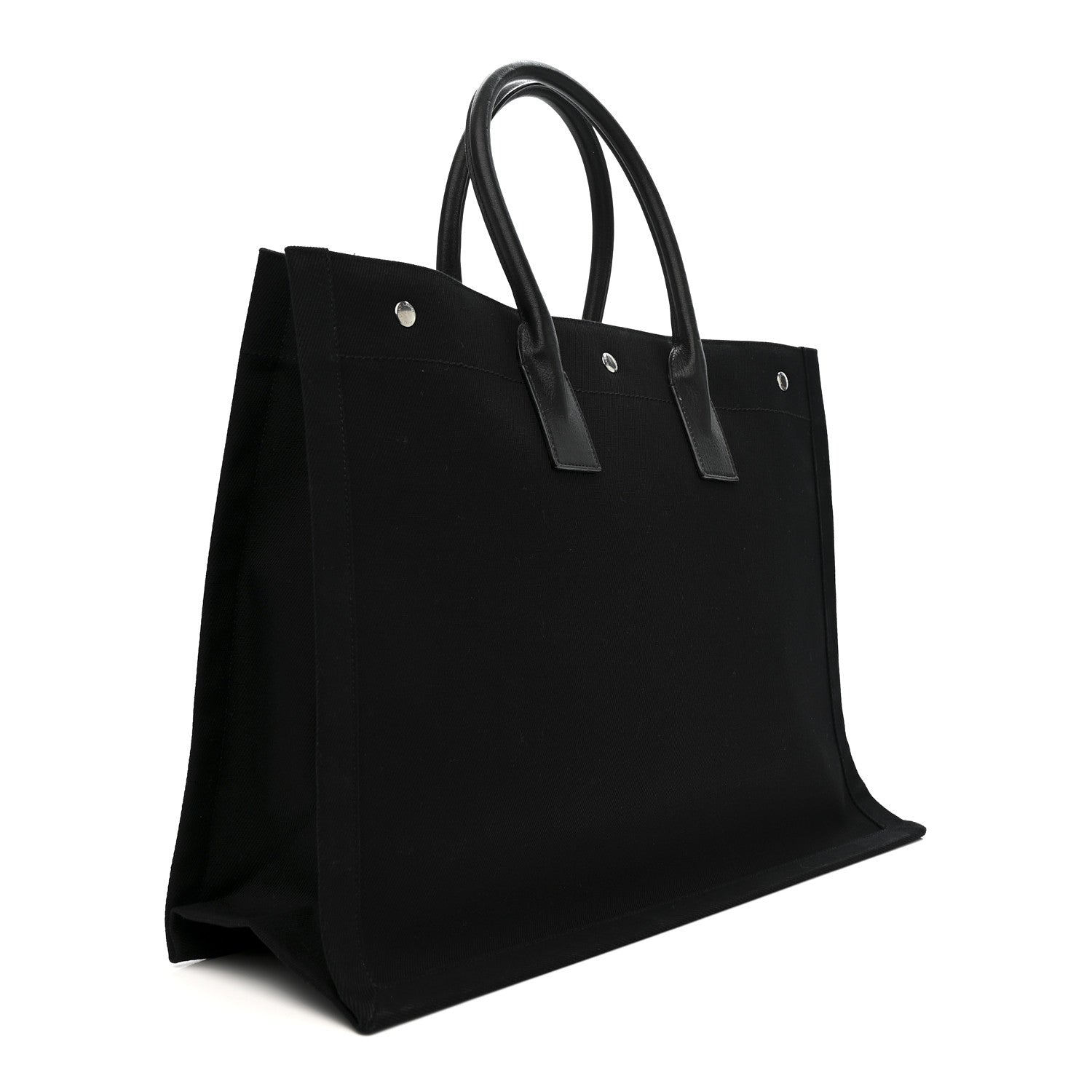 Saint Laurent Linen Calfskin Rive Gauche Tote Black 3 of 12