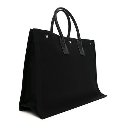 Saint Laurent Linen Calfskin Rive Gauche Tote Black 3 of 12
