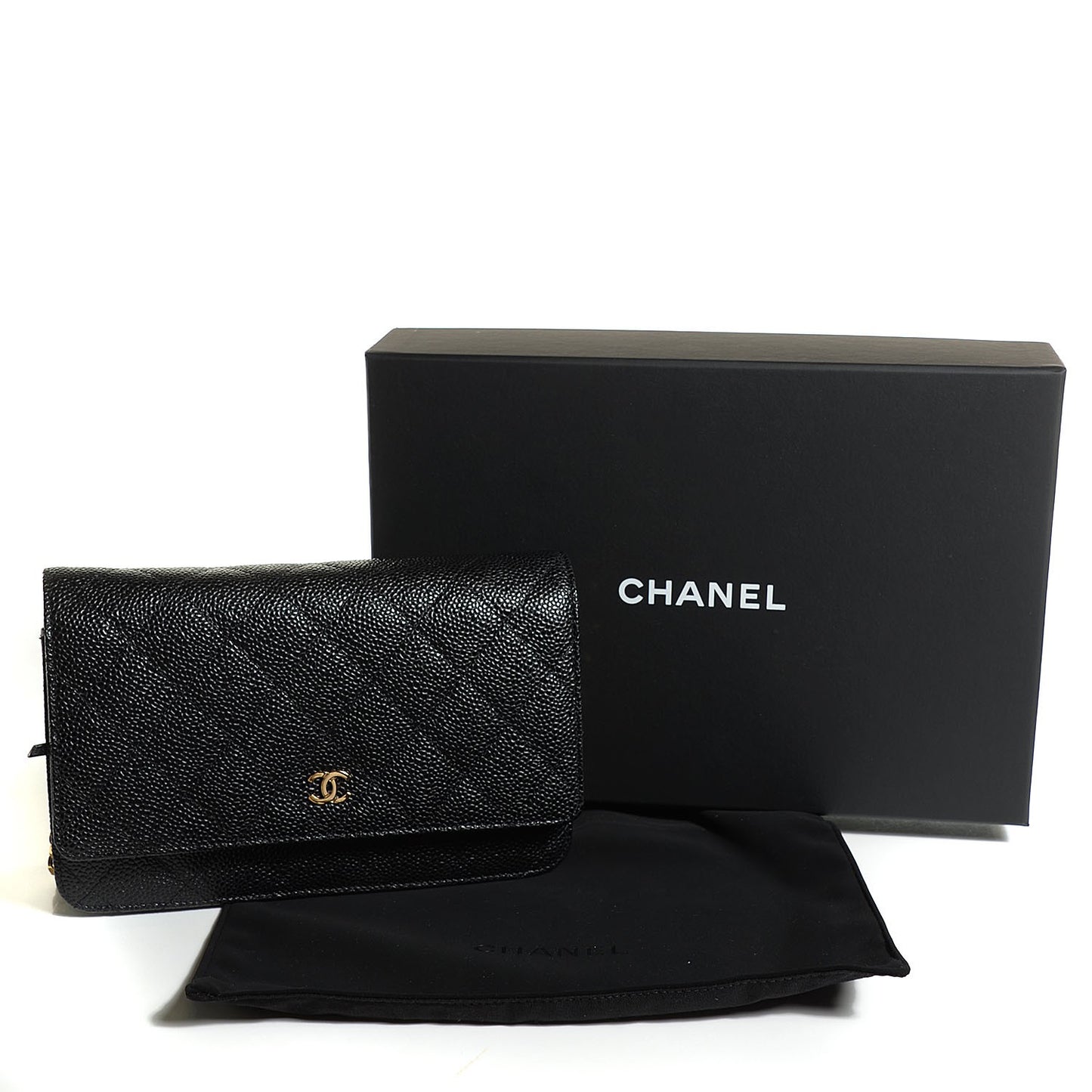 Caviar Quilted Wallet On Chain WOC Black
