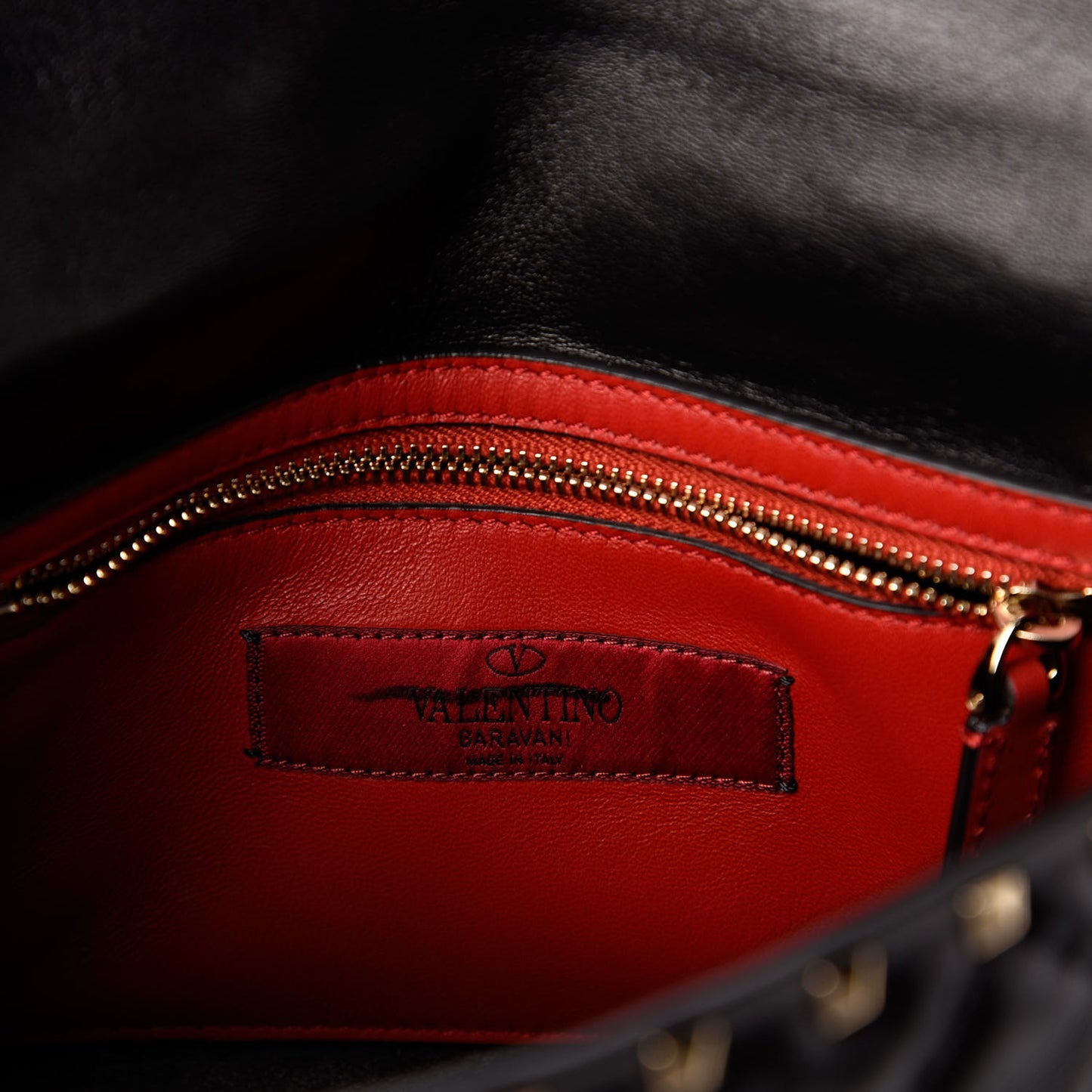 Lambskin Medium Rockstud Spike Shoulder Bag Black