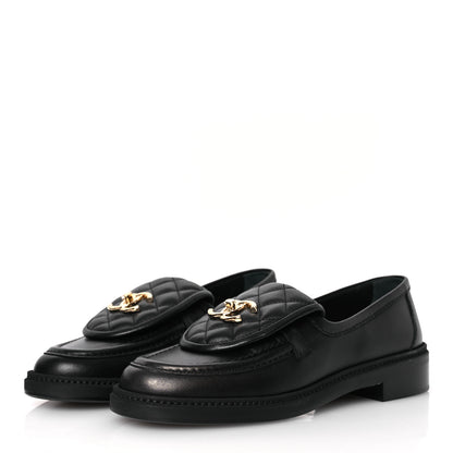 Chanel Lambskin Quilted CC Turnlock Loafers 37 Black 4 of 11