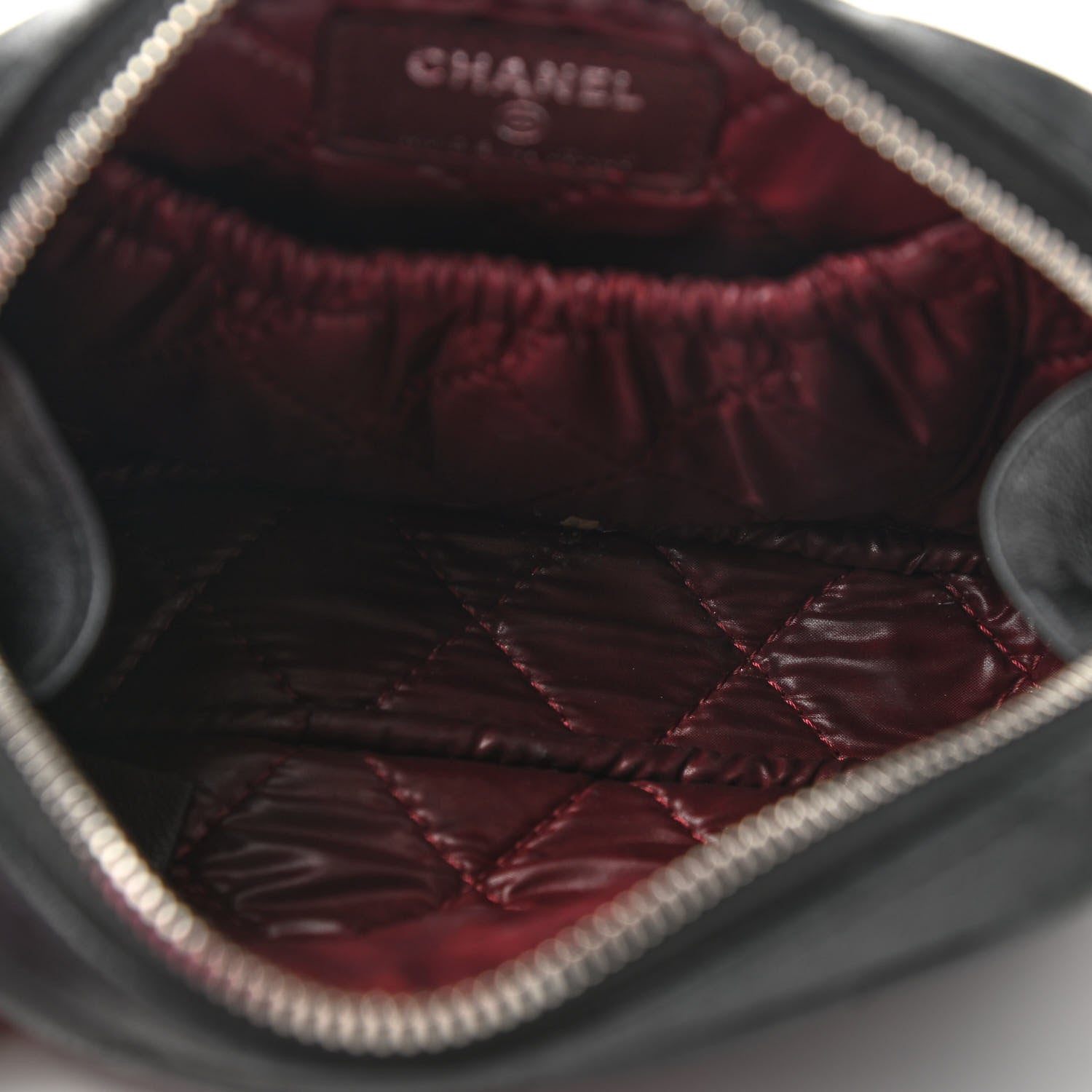 Chanel Lambskin Quilted Small Curvy Pouch Cosmetic Case Black 5 of 9