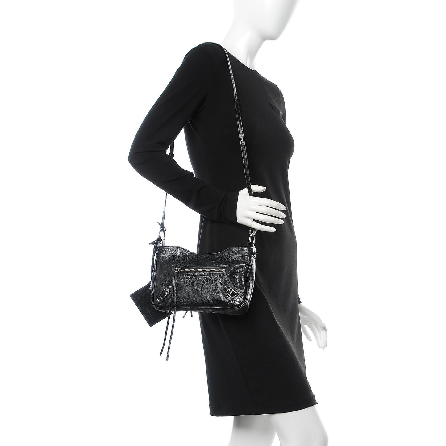 Agneau Classic Silver Hardware Hip Black