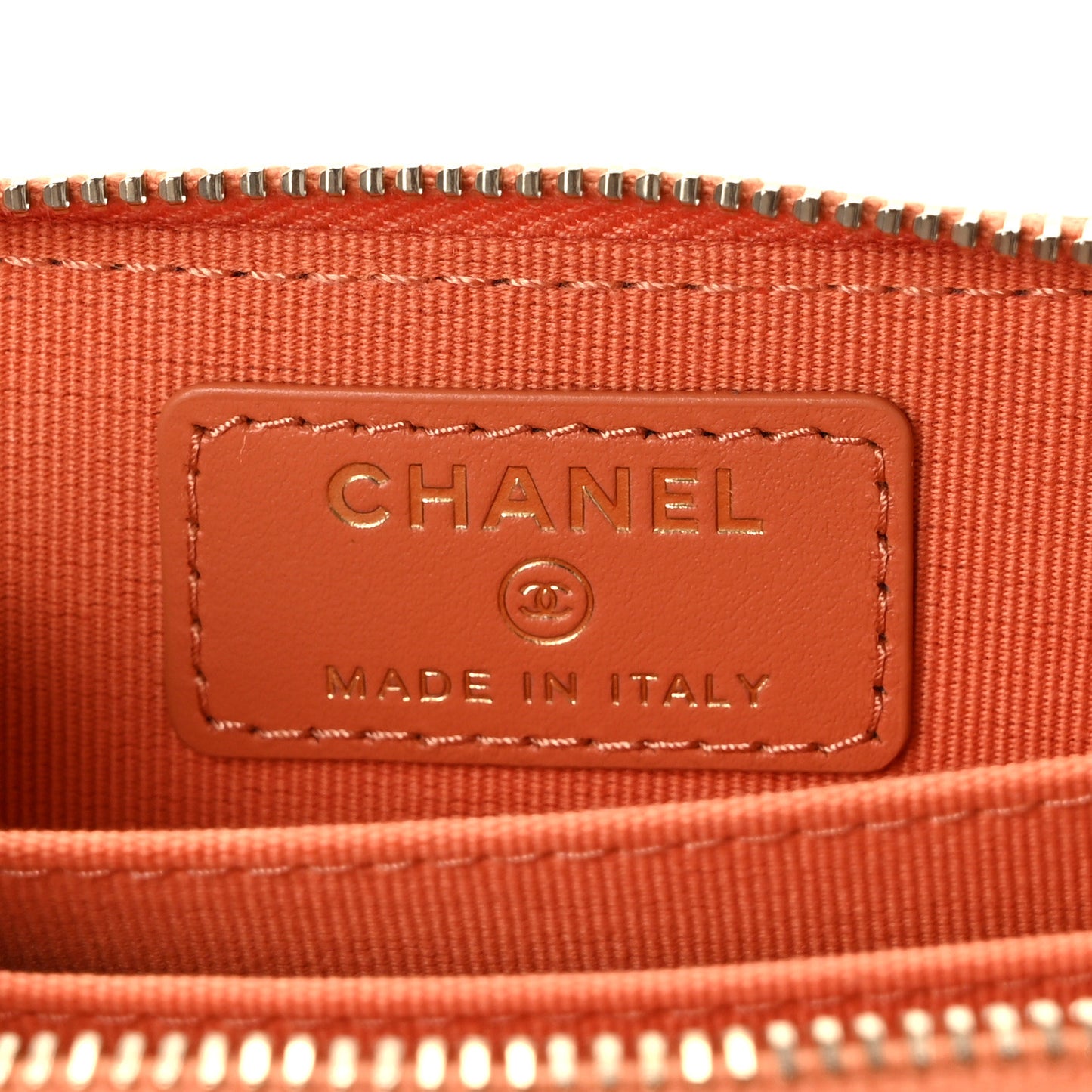 Patent Calfskin Quilted Zip Coin Purse Orange