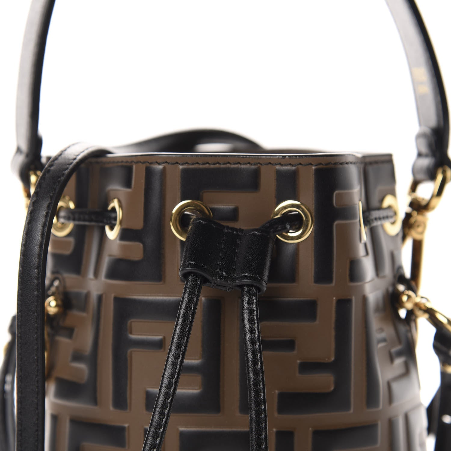 Fendi Vitello Liberty F is Fendi Bi-Color FF 1974 Embossed Mini Mon Tresor Bucket Bag Maya Black 15 of 16