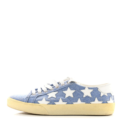 Saint Laurent Denim Calfskin Star Court Sneakers 37 Blue 1 of 16