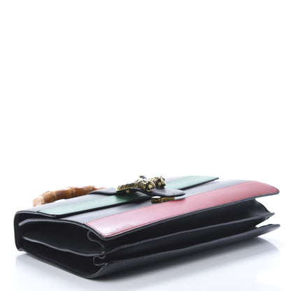 Gucci Calfskin Bamboo Web Large Dionysus Top Handle Bag Black Bright Evergreen Hibiscus Red 4 of 15