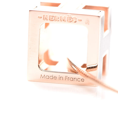 Hermes Rose Gold Lacquered Cage d'H Pendant Necklace Black 6 of 7
