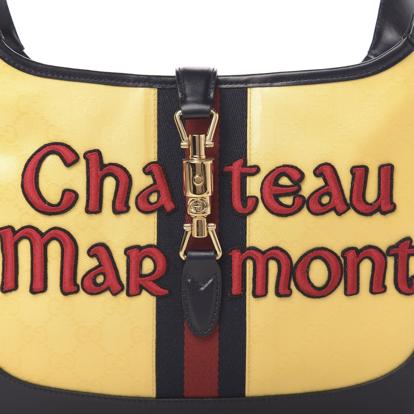 Crystal Monogram Chateau Marmont Medium Jackie O Hobo Straw Yellow Blue