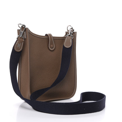 Hermes Taurillon Clemence Amazone Evelyne TPM Etoupe Bleu Indigo 3 of 10