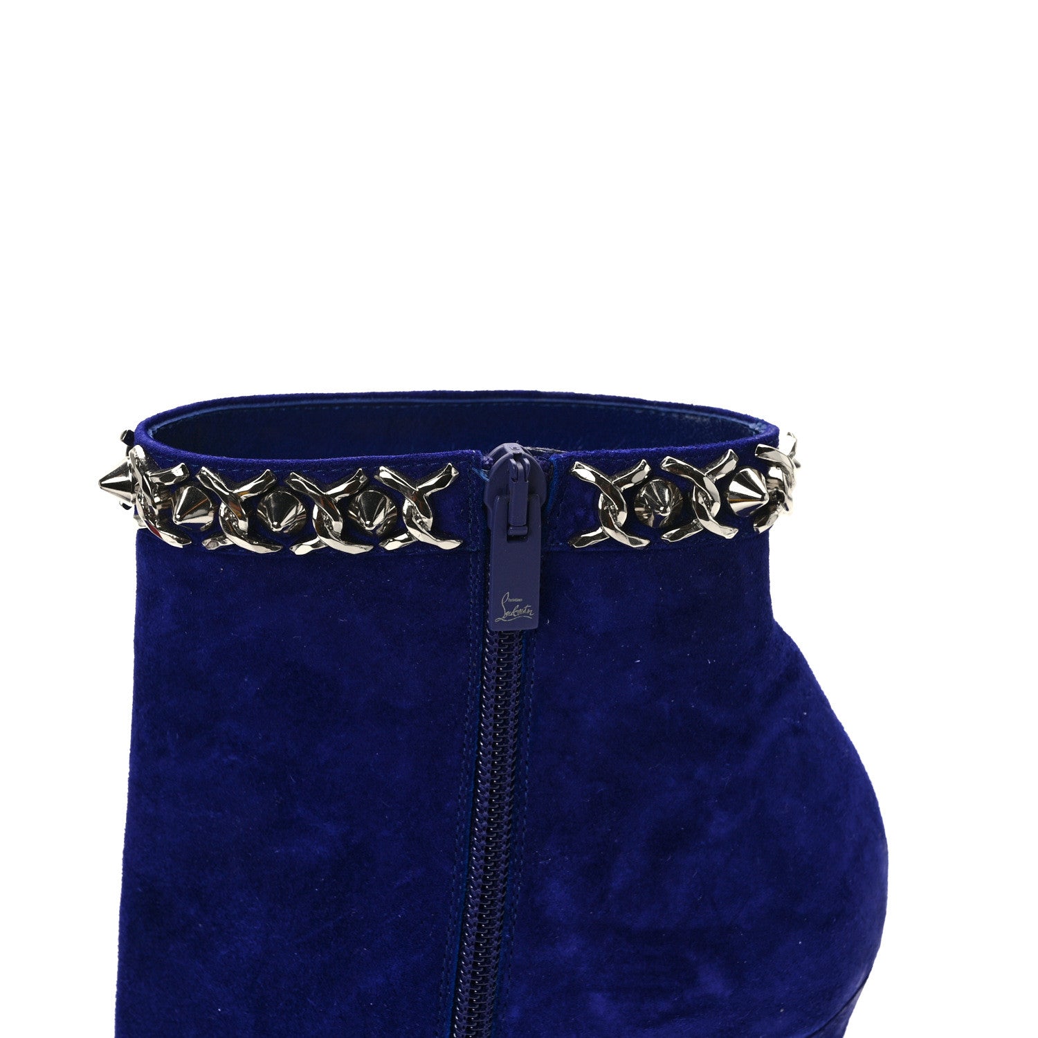 Christian Louboutin Suede Booty Chain 100 Ankle Boots 37.5 Night 8 of 9