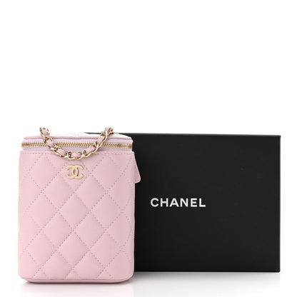 Chanel Caviar Quilted Vertical Coco Beauty Vanity Case With Chain Pale Pink 11 of 11