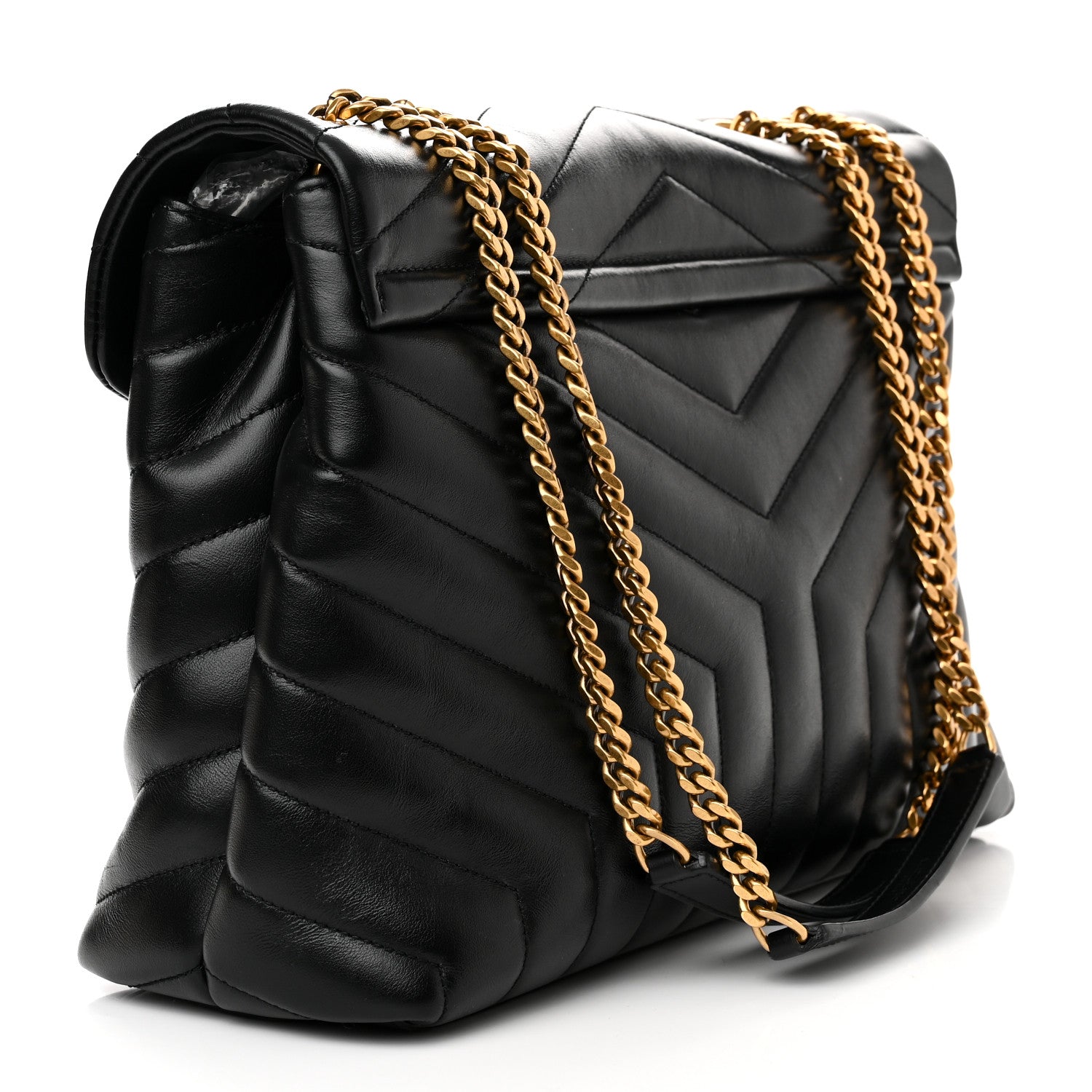 Saint Laurent Calfskin Y Quilted Monogram Medium Loulou Chain Satchel Black 3 of 12