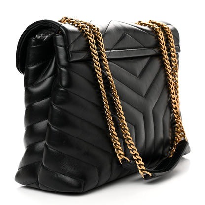 Saint Laurent Calfskin Y Quilted Monogram Medium Loulou Chain Satchel Black 3 of 12