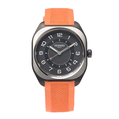 Hermes DLC Coated Titanium Rubber 39mm H08 Automatic Watch Orange 1 of 5