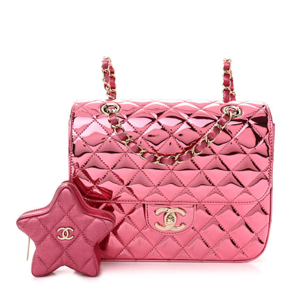 Chanel Mirror Calfskin Metallic Calfskin Quilted Hollywood Boulevard Backpack With Coin Purse Pink 1 of 12