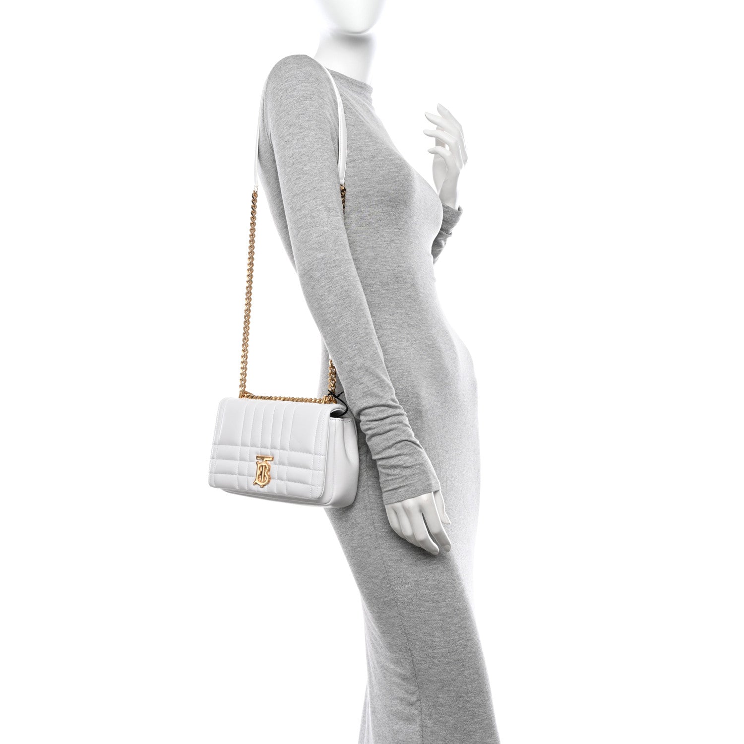 Burberry Lambskin Quilted Small Lola Bag Optic White 2 of 10