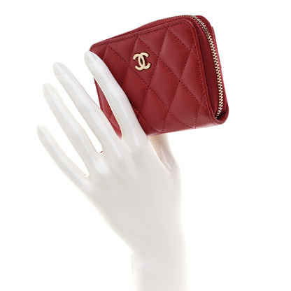 Chanel Caviar Quilted Zip Coin Purse Red 2 of 8