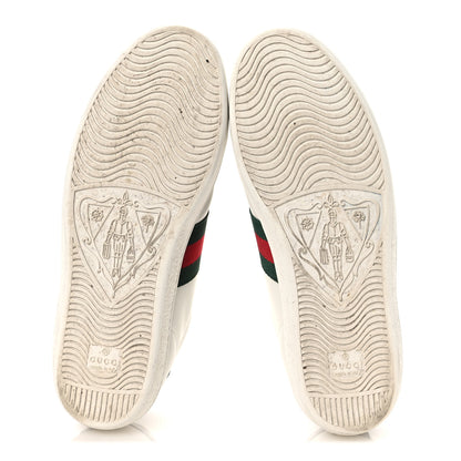 Gucci Calfskin Crocodile Web Womens Ace Sneakers 39 White Green 7 of 13