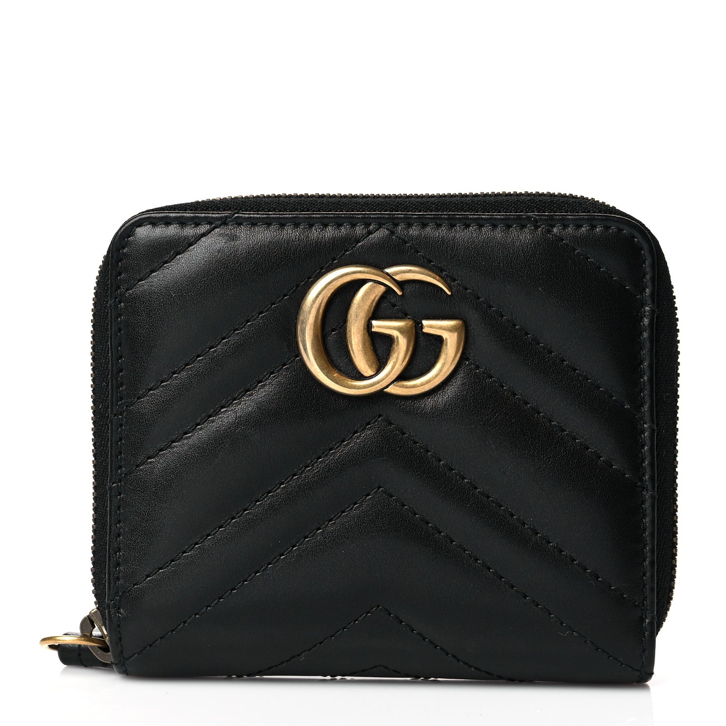 Calfskin Matelasse GG Marmont 2.0 Zip Wallet Black