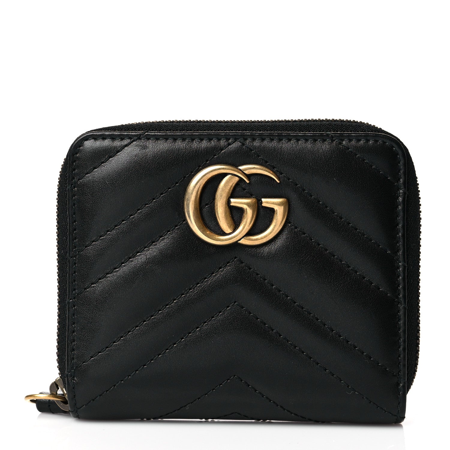 Gucci Calfskin Matelasse GG Marmont 2.0 Zip Wallet Black 1 of 10