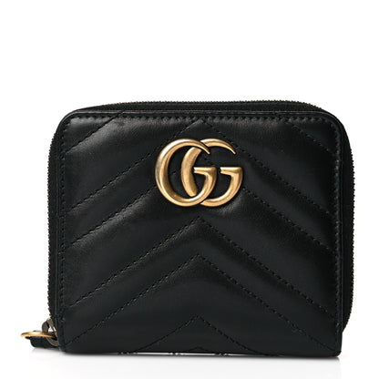 Gucci Calfskin Matelasse GG Marmont 2.0 Zip Wallet Black 1 of 10