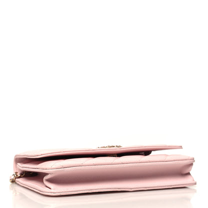 Chanel Caviar Quilted Crystal CC Wallet On Chain WOC Light Pink 4 of 12