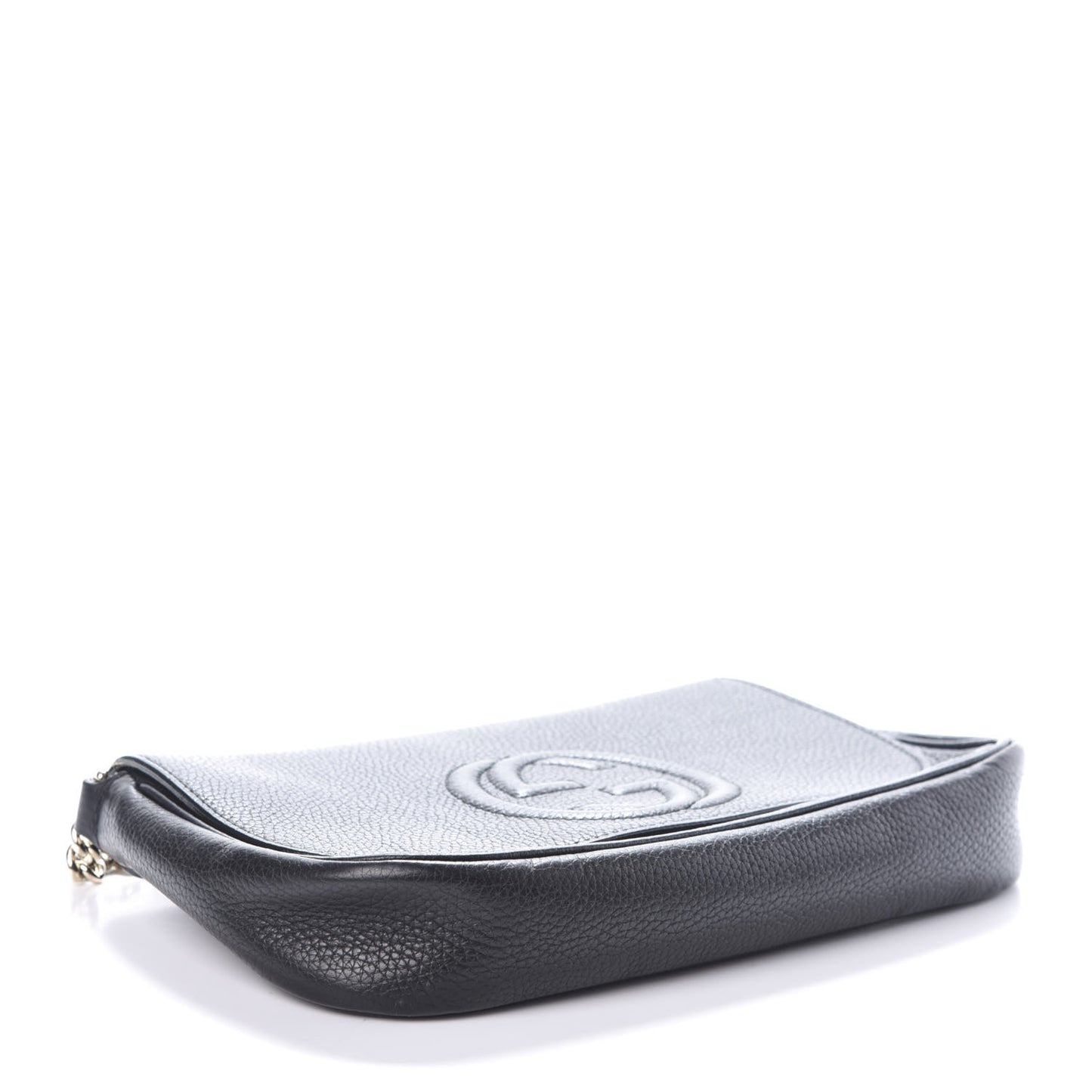 Pebbled Calfskin Medium Soho Flap Crossbody Black