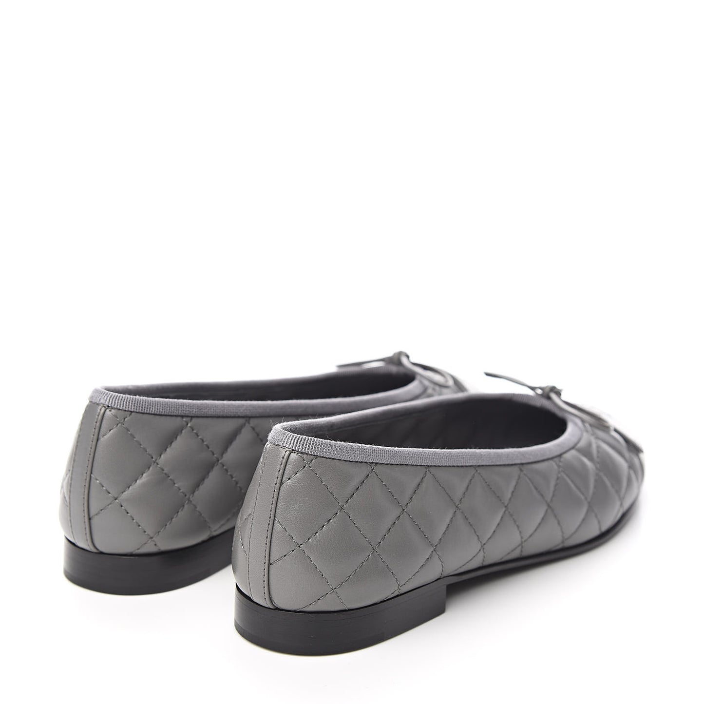 Lambskin Quilted CC Ballerina Flats 38 Grey