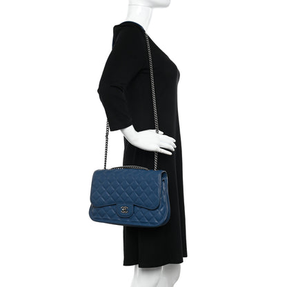 Chanel Lambskin Quilted Large Natural CC Flap Navy 2 of 14
