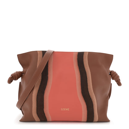 Loewe Nappa Calfskin Suede Medium Flamenco Landscape Knot Clutch Pecan Parrot Pink 1 of 10