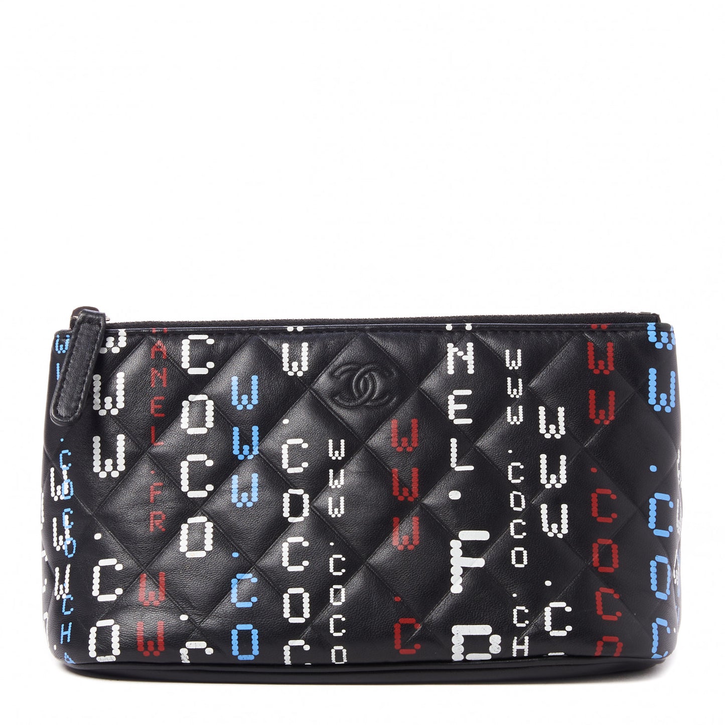 Lambskin Quilted Data Center Cosmetic Case Black