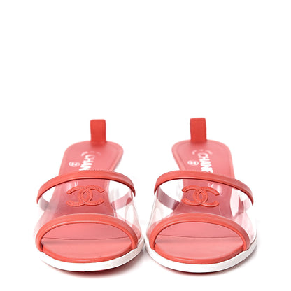 Chanel Lambskin PVC Mule 40 Transparent Red 2 of 8