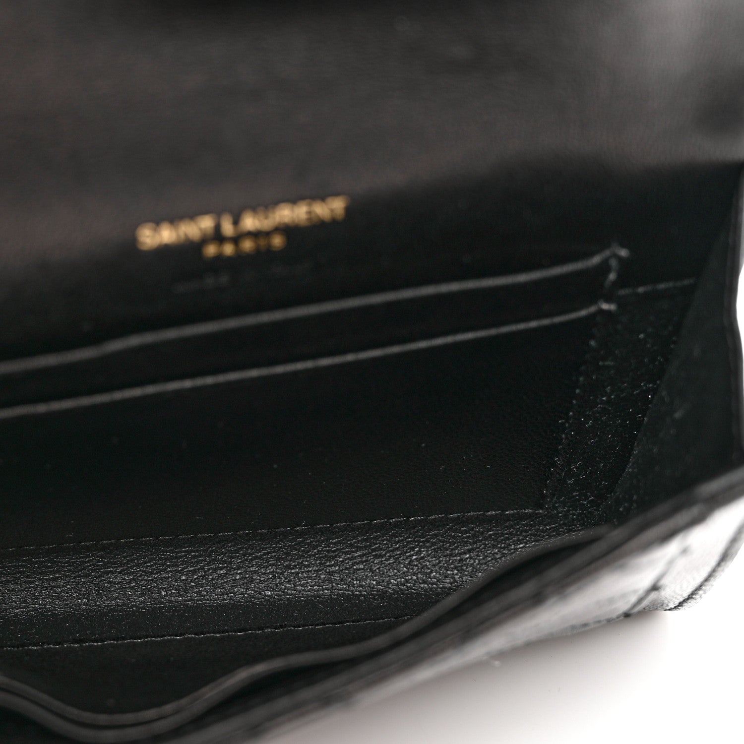 Saint Laurent Lambskin Quilted Monogram Gaby Small Envelope Wallet Black 5 of 7