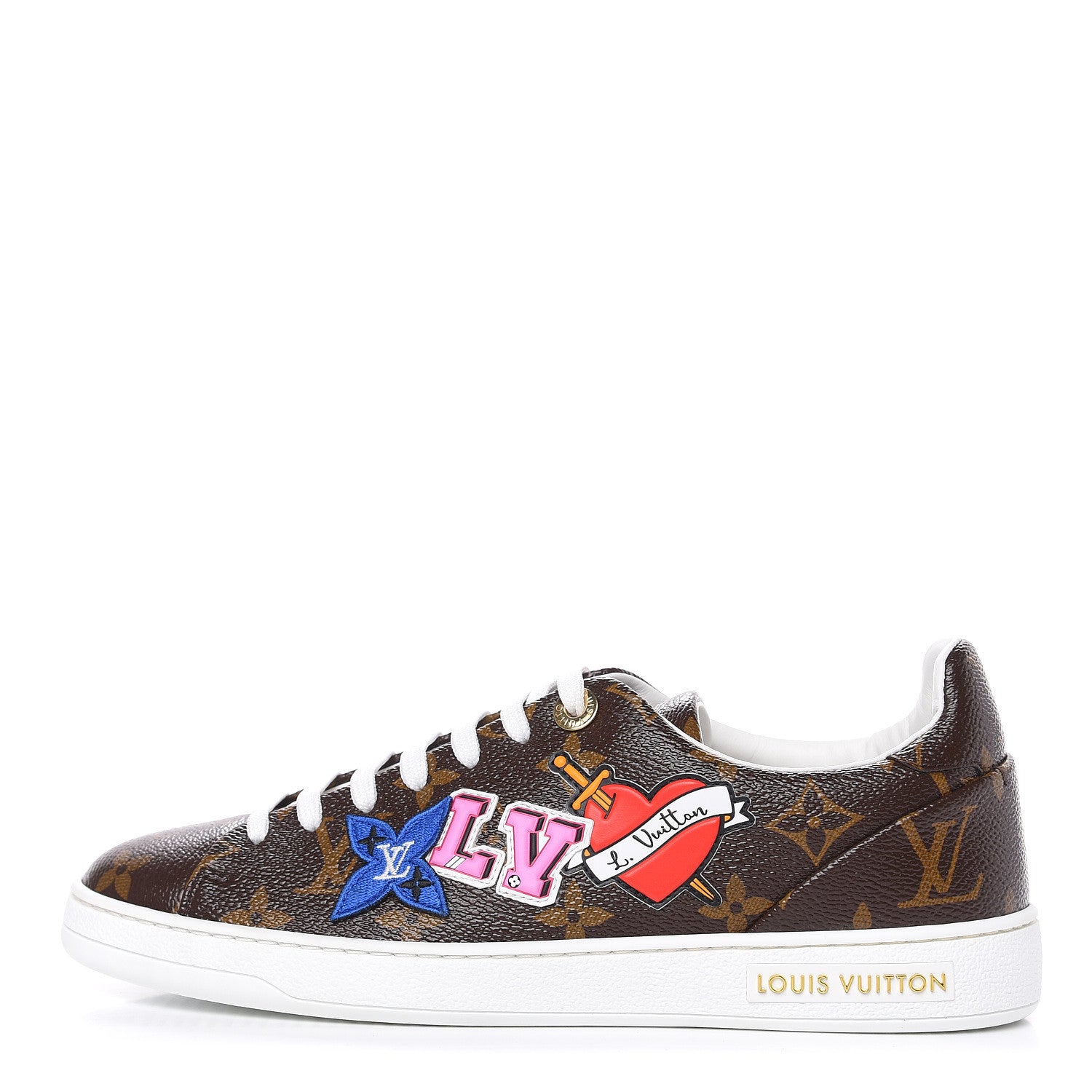 Louis Vuitton Calfskin Monogram LV Black Heart Sneakers 37 Cacao 1 of 9